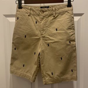 Polo Ralph Lauren Embroidered Logo Classic Chino Shorts Boys 12 Tan